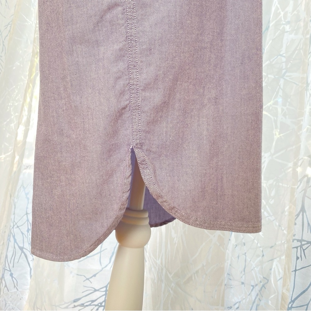 HUMANOID chambray blue button up long sleeve relax fit shirt dress - Picture 7 of 10